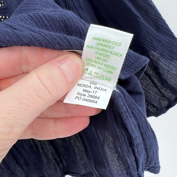 Lilly Pulitzer Nita Off The Shoulder Top Navy studded embellished blouse XS‎ - Picture 8 of 12